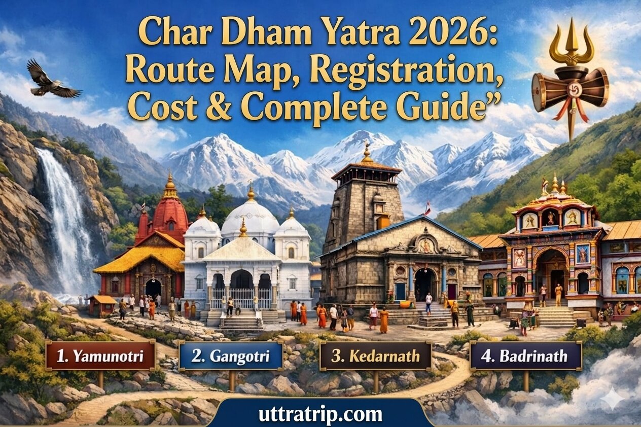 Char Dham Yatra 2026 route map Kedarnath Badrinath Gangotri Yamunotri